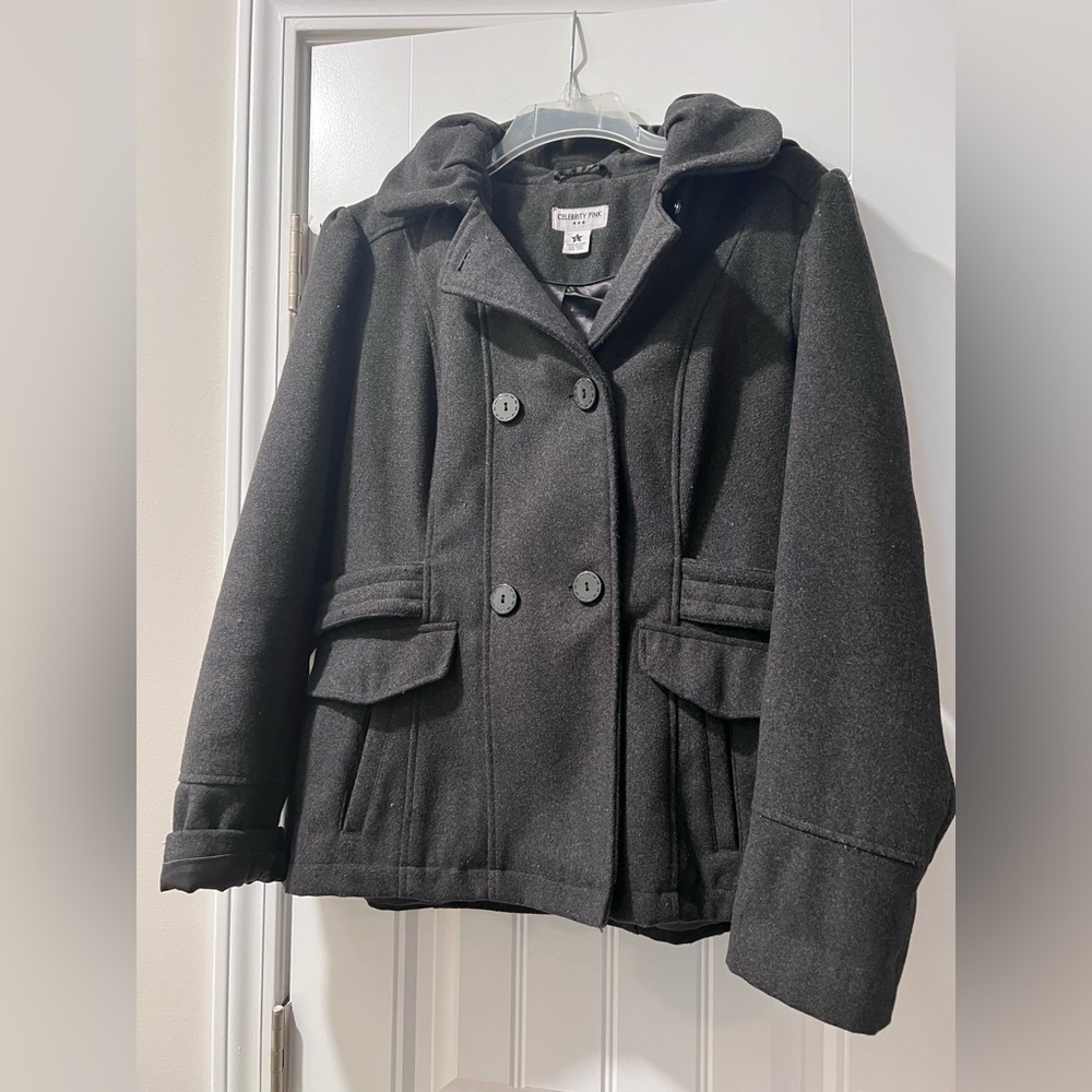 Celebrity Pink hooded pea coat size Med
